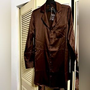 Skims button up Night Dress in chocolate brown size xxs